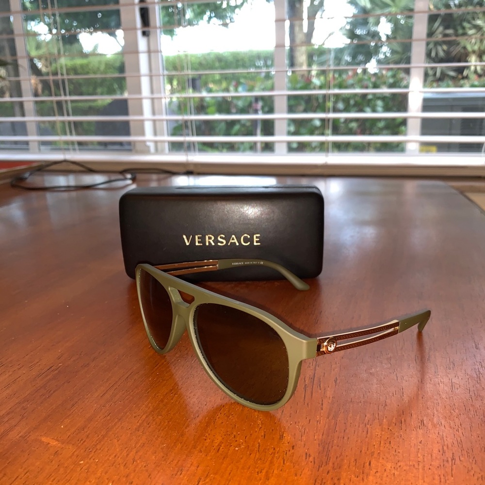 Versace aviators green matte with gold trim
